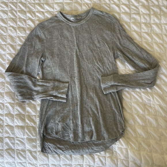 Vince gray double textured long sleeve top - Picture 1 of 7